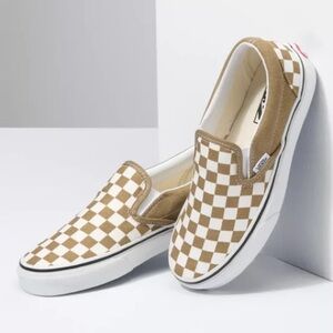 Vans Checkerboard Slip-On Sneakers Bronze/white